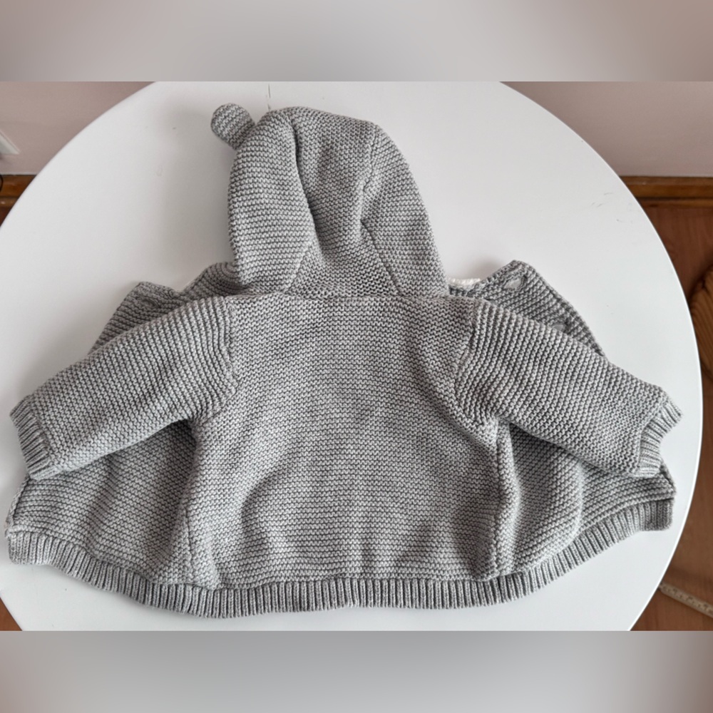 Carter's Gray Sherpa Lined Cotton Long-Sleeve Hooded Jacket with Bear Ears 3mo - Picture 10 of 10